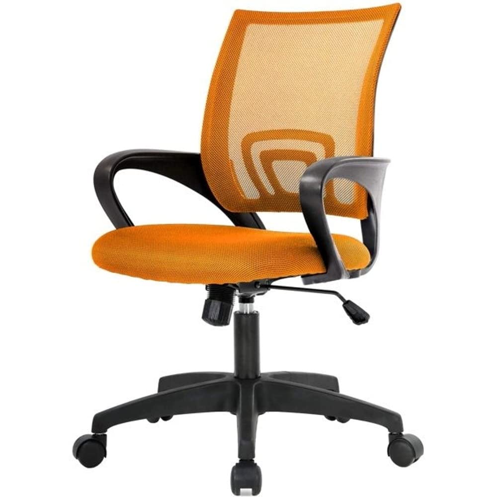 Mesh Office Chair with Lumbar Support, Wheels, Height Adjustable & Swivel, Orange J41984
