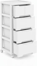 4-Tier Plastic Drawers with Wheels W599