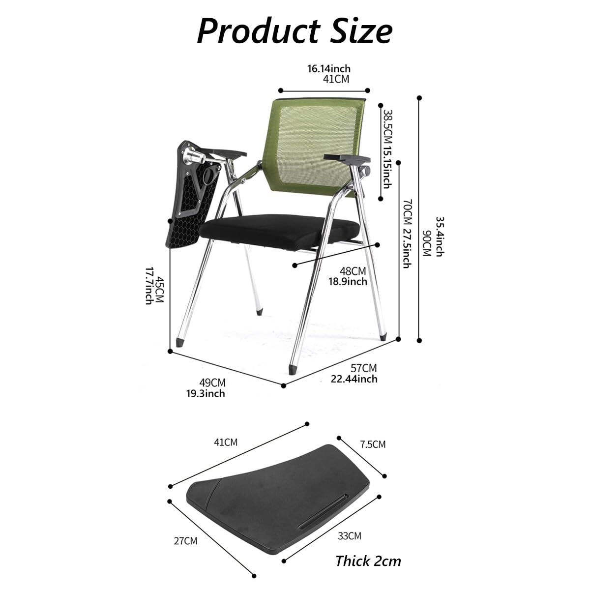 Orange Mesh Folding Stackable Chair with Writing Board N601
