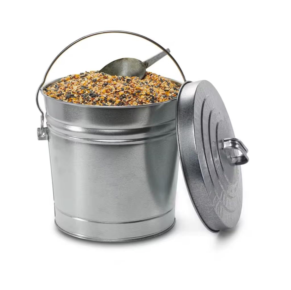 6 Gallon Galvanized Steel Round Trash Can with Locking Lid K290965