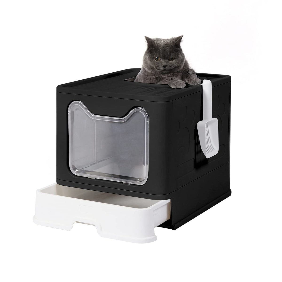 Foldable Large Cat Litter Box with Lid U6022