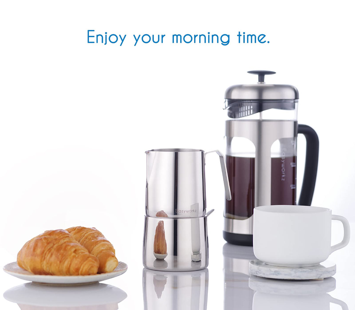12 oz Stainless Steel French Press and Creamer Sugar Bowl Set B857
