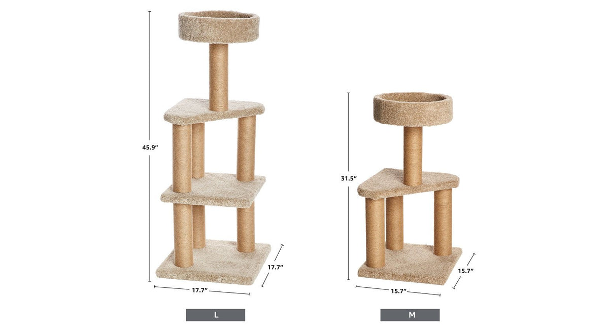 Beige Multi-Level Cat Tree Tower with Scratching Posts E40277
