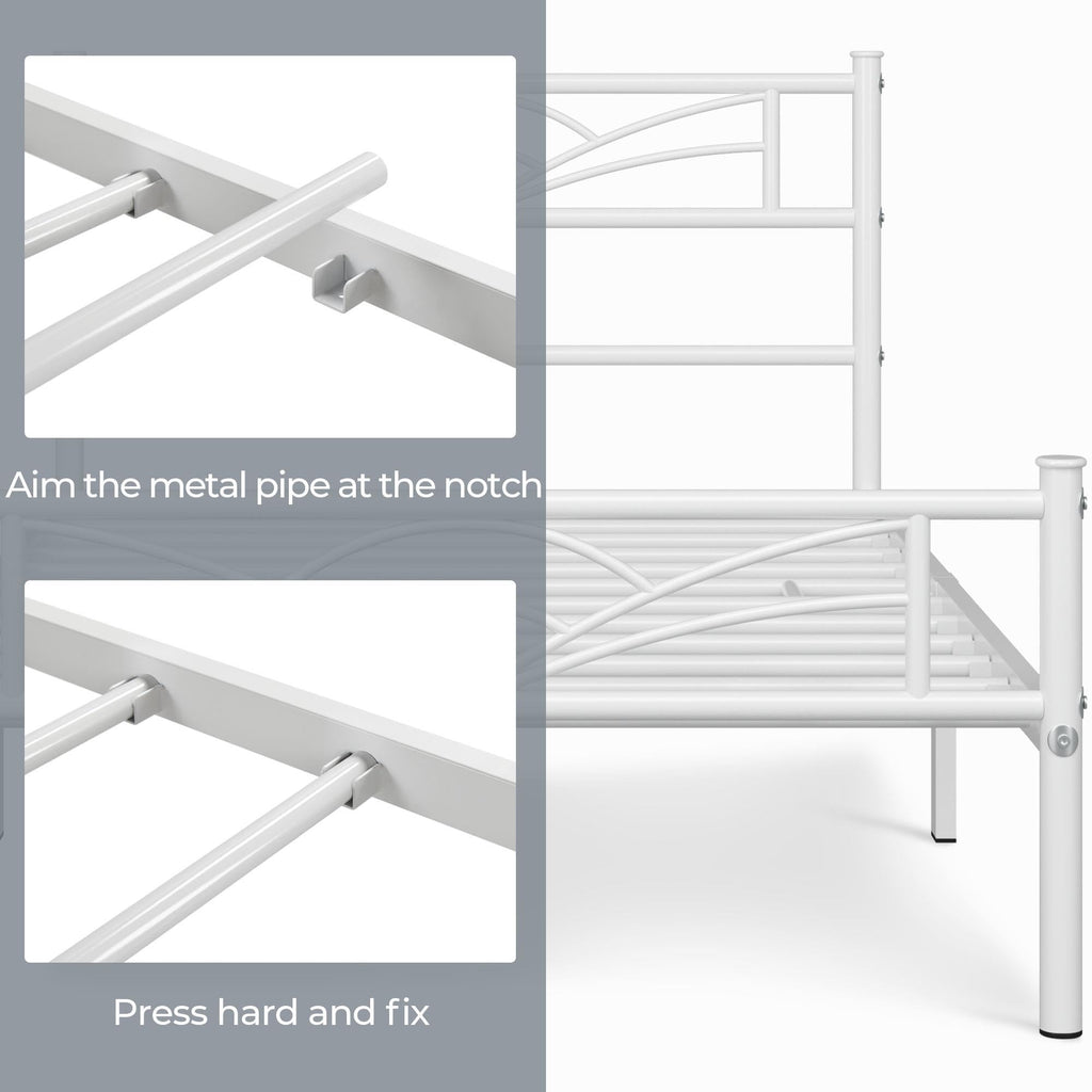 Twin Size White Metal Bed Frame with Headboard G785
