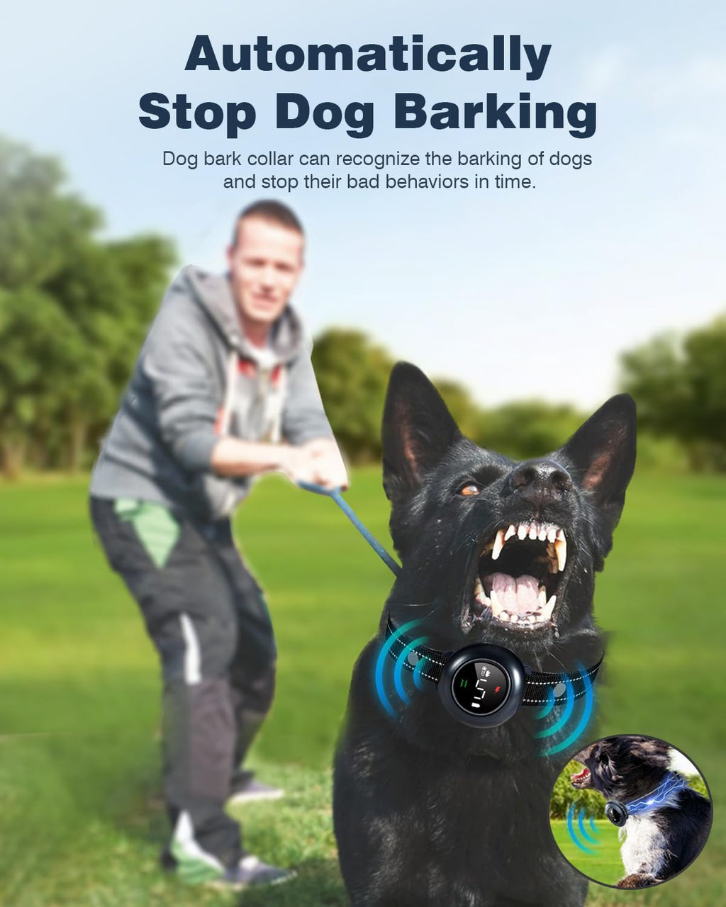 2-in-1 Dog Shock Collar & Dog Bark Collar IP67 Waterproof O346