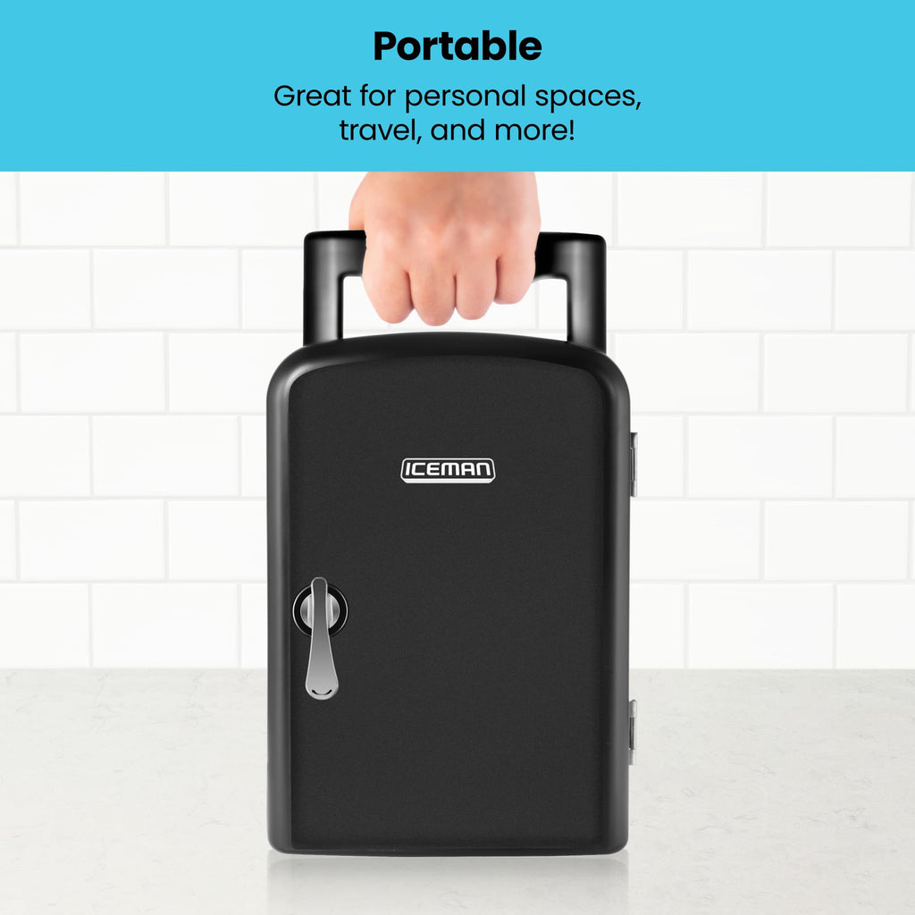 Portable 4 Liter Mini Fridge, Cools & Heats, Black S793564