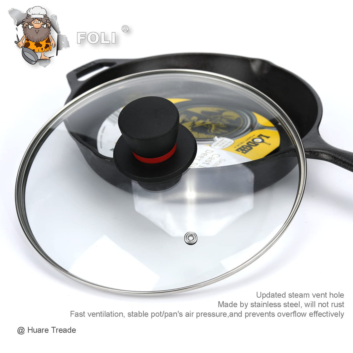 10.25 Inch Tempered Glass Lid with Steam Vent S249