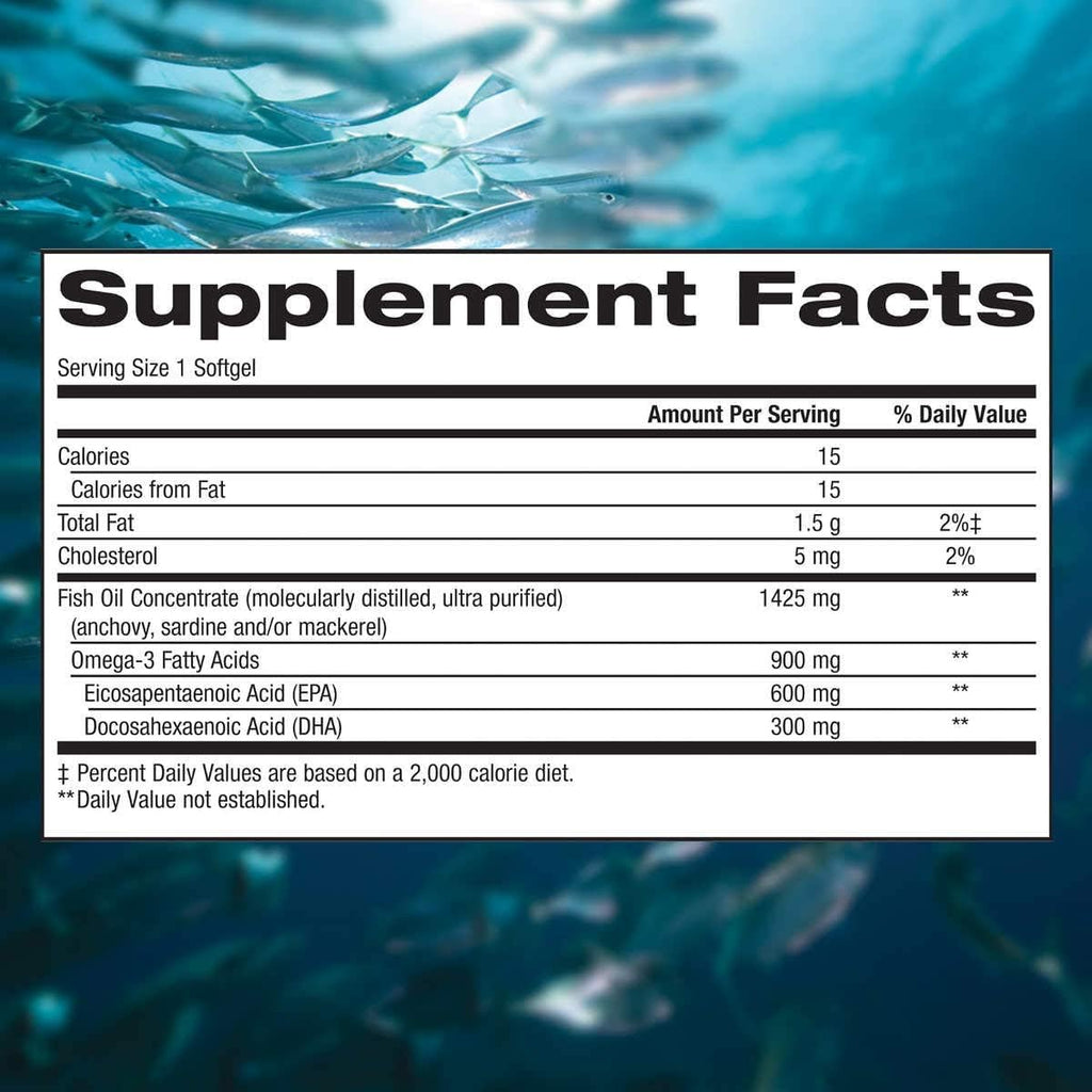 Triple Strength Omega-3 900 mg Fish Oil 200 Softgels S869163