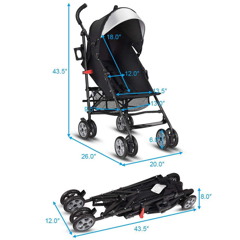 Lightweight Compact Foldable Stroller with Canopy and Cup Holder G60968
