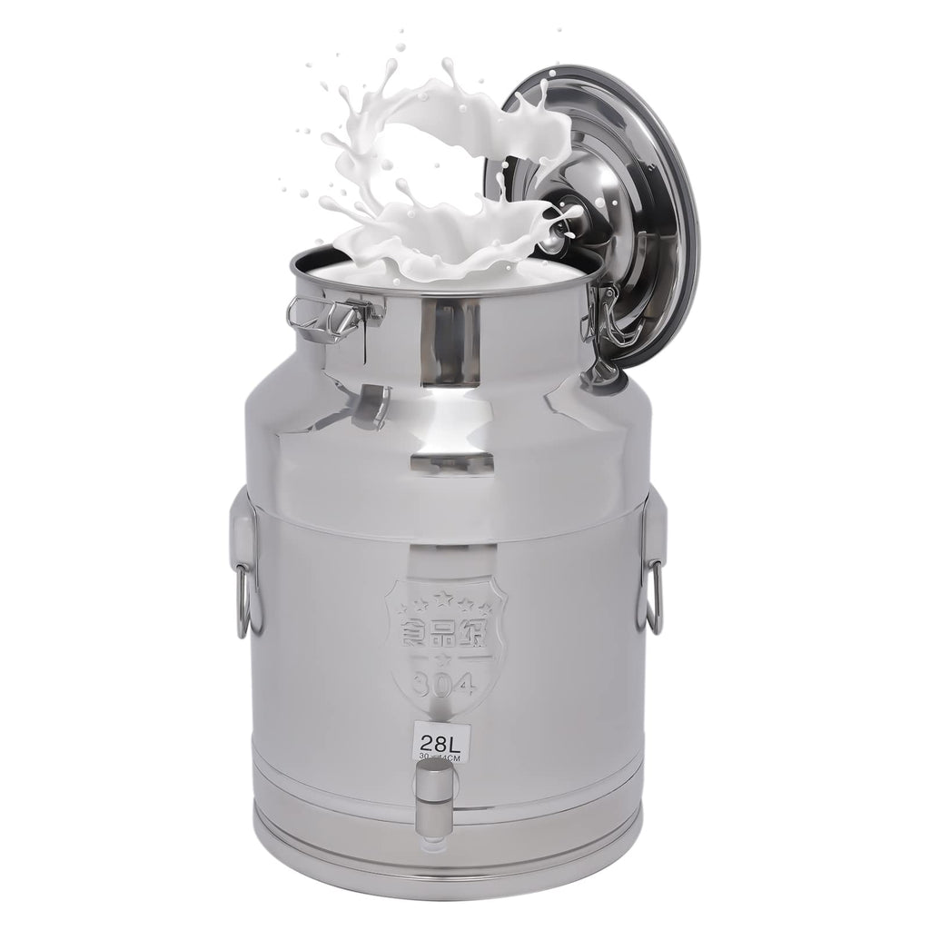 28L Stainless Steel Milk Can with Faucet & Lid R10576
