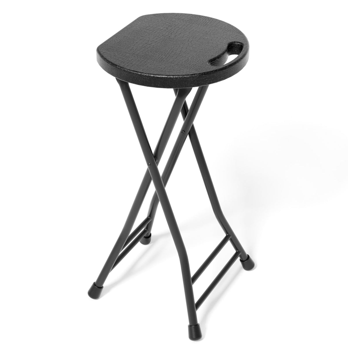 24 Inch Folding Stool 500LBS Capacity Portable Collapsible Stool Black G5137