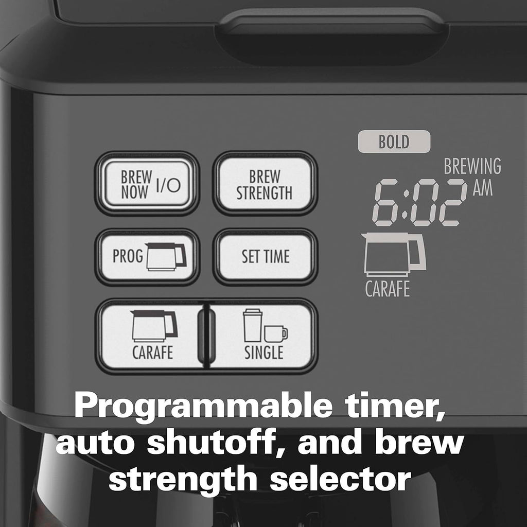 12 Cup Programmable Coffee Maker & Single Serve Drip Coffee Machine, 2-in-1 Automatic Coffee Brewer with Glass Carafe, Reusable Filter, Digital Timer and Warming Plate - Black/Silver B538