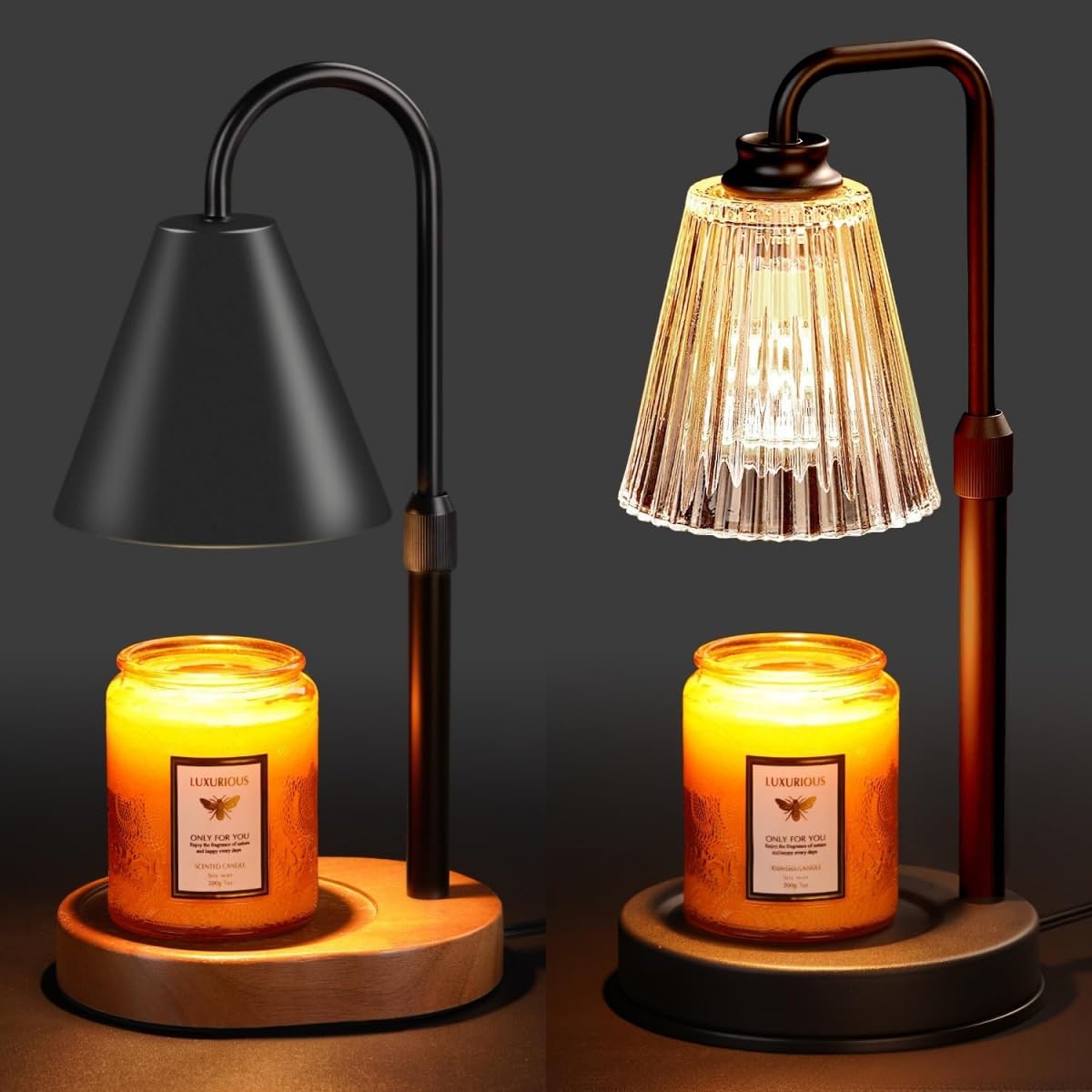Black Dimmable Candle Warmer Lamp with Timer A728