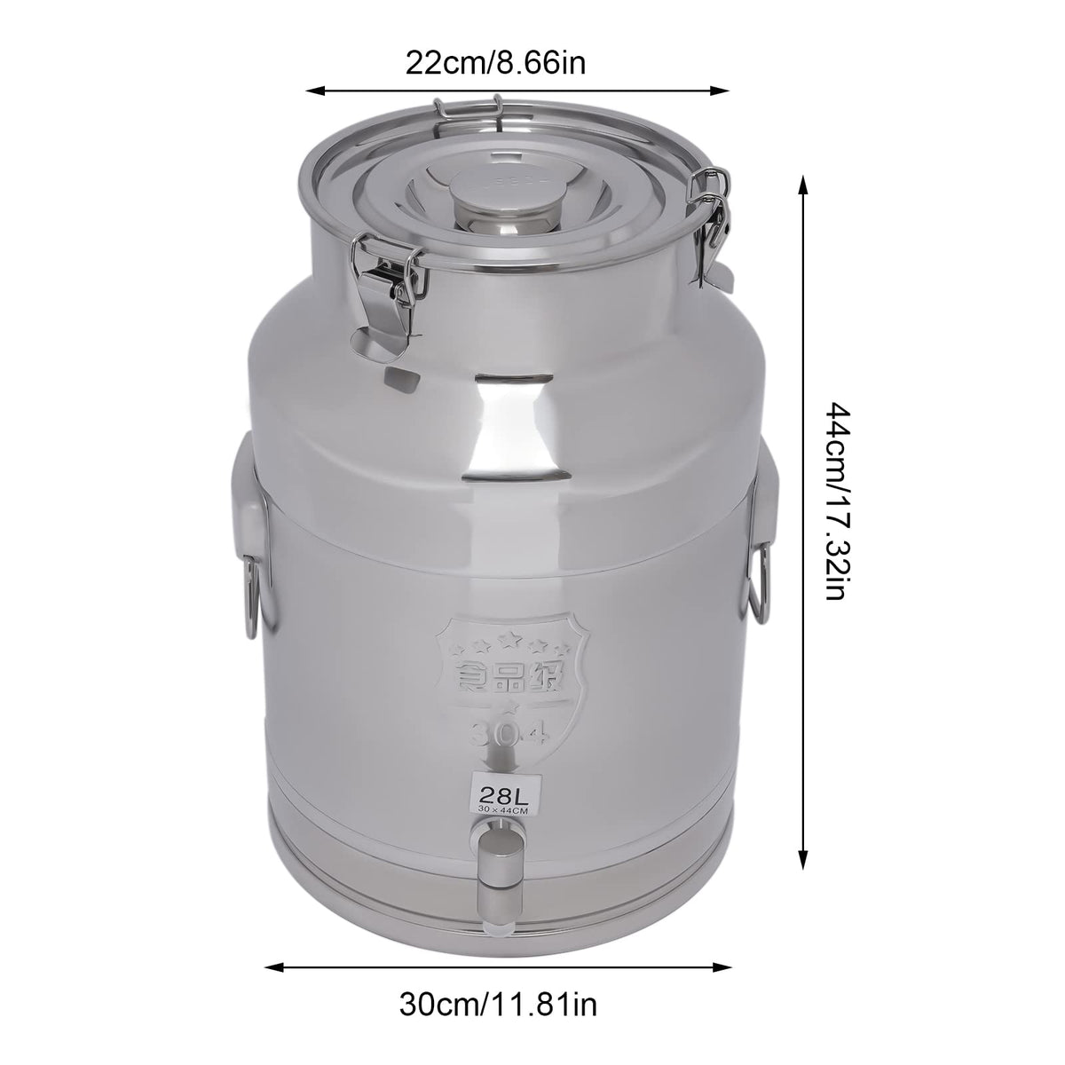 28L Stainless Steel Milk Can with Faucet & Lid R10576