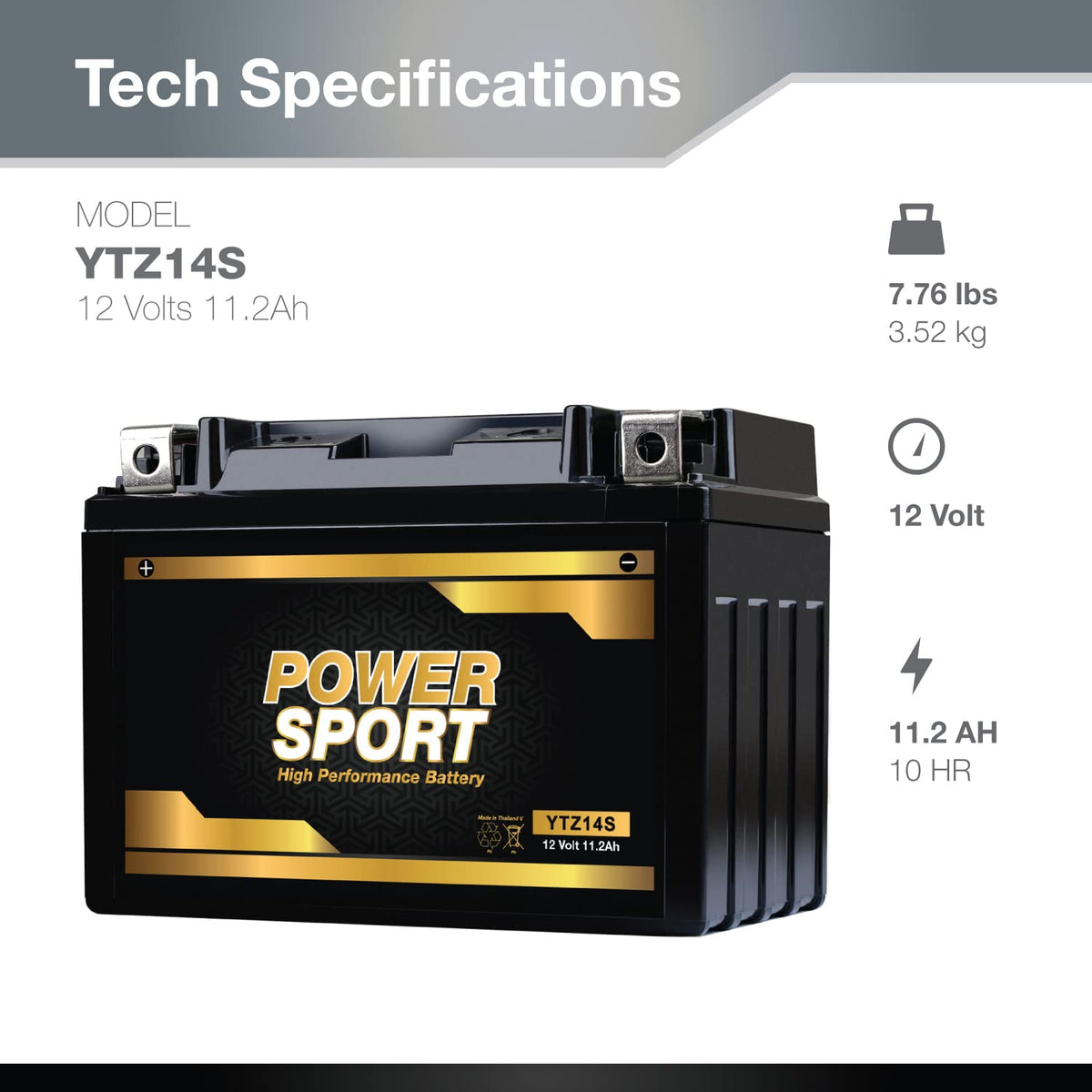 12V 11.2Ah SLA AGM Motorcycle Battery D452382
