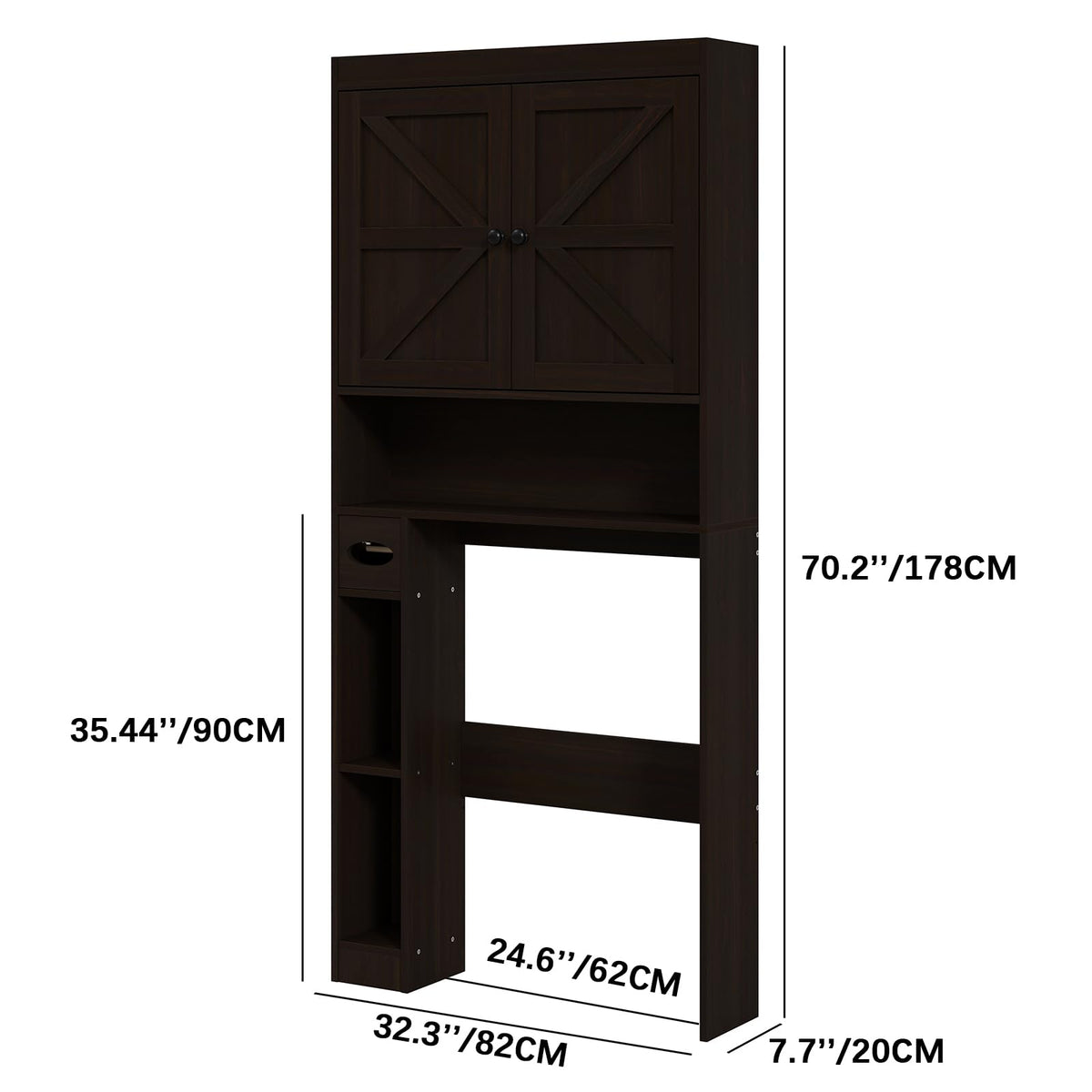 Over The Toilet Storage Cabinet with Barn Doors I859