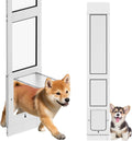 Dog Door for Sliding Glass Door, Magnetic Plastic Flap, Adjustable Height, No-Cut Insert with Lock, White T747808