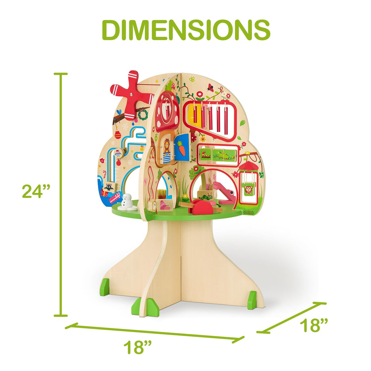 Montessori Wooden Tree Activity Center, Sensory Table & Busy Board R2521