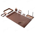 Chocolate Brown Leather 8 Piece Desk Set B326