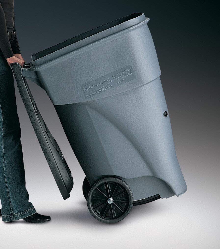 65 Gal Plastic Trash Can with Wheels X6777