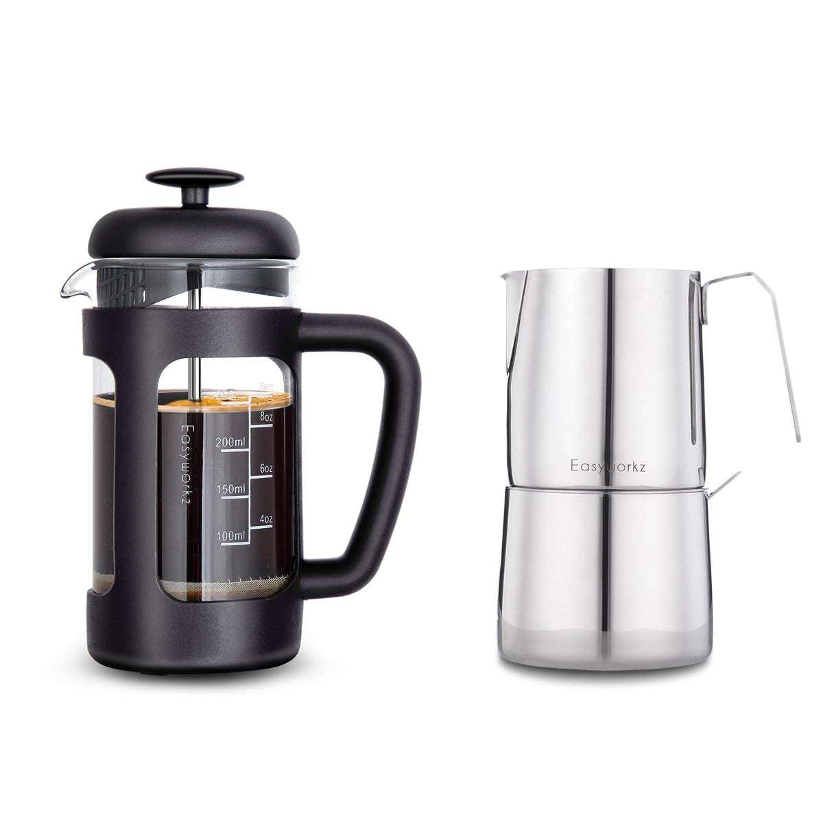12 oz Stainless Steel French Press and Creamer Sugar Bowl Set B857