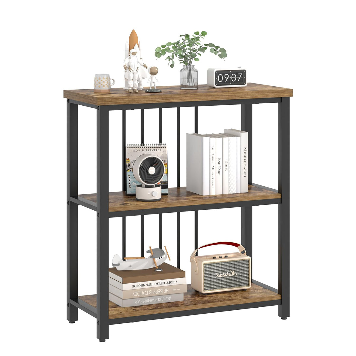 3 Tier Wood and Metal Bookshelf X3734
