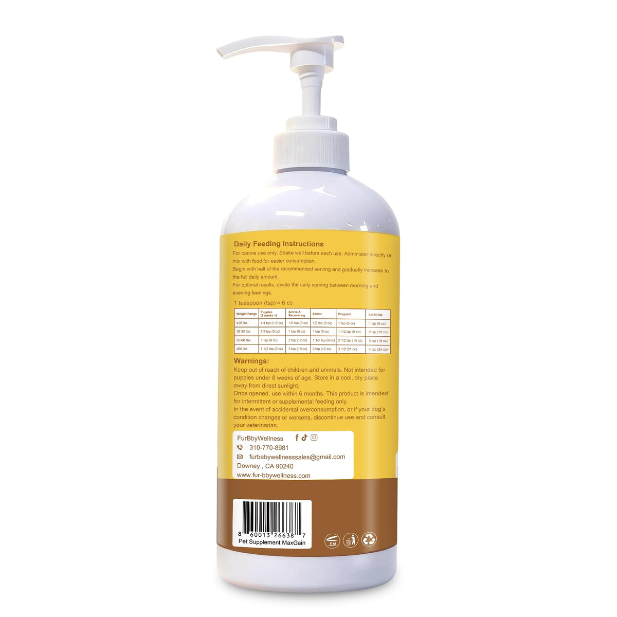 High-Calorie Dog Weight Gainer Gel with Salmon Oil, Probiotics, Vitamins & Electrolytes F100418