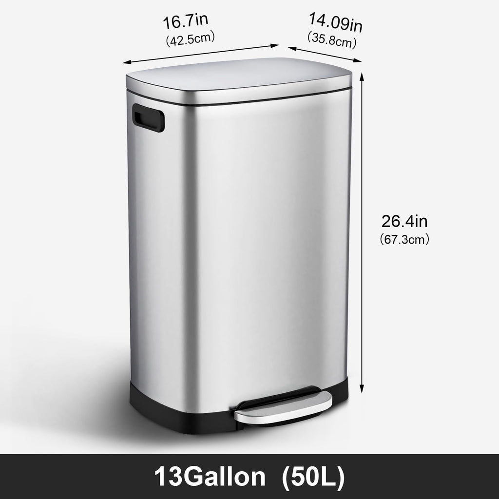 13 Gal Stainless Steel Kitchen Trash Can F212549