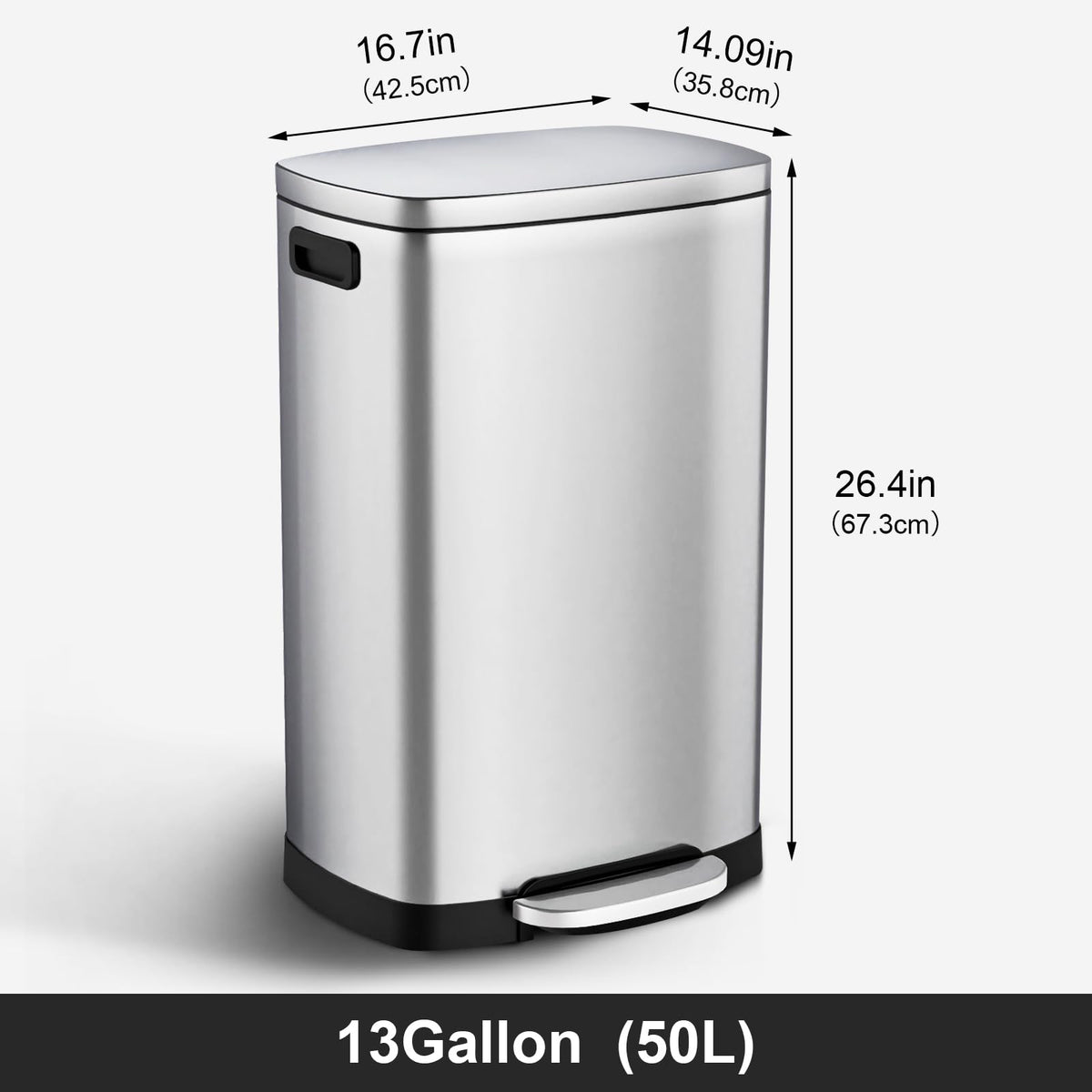 13 Gal Stainless Steel Kitchen Trash Can F212549