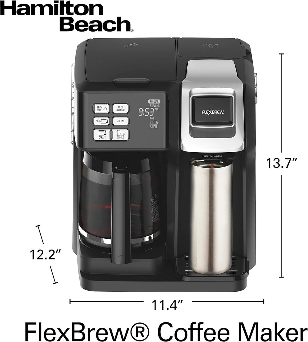 12 Cup Programmable Coffee Maker & Single Serve Drip Coffee Machine, 2-in-1 Automatic Coffee Brewer with Glass Carafe, Reusable Filter, Digital Timer and Warming Plate - Black/Silver B538