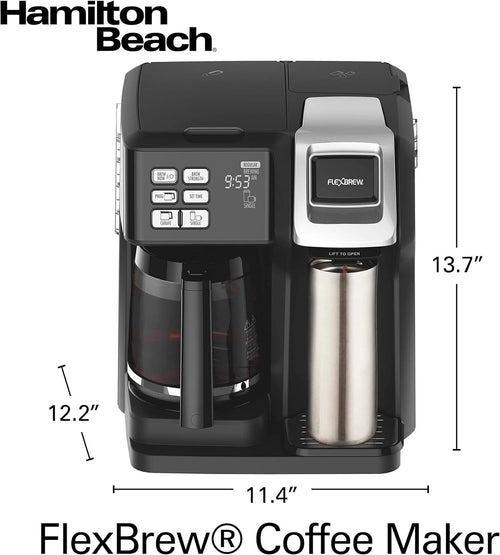 12 Cup Programmable Coffee Maker & Single Serve Drip Coffee Machine, 2-in-1 Automatic Coffee Brewer with Glass Carafe, Reusable Filter, Digital Timer and Warming Plate - Black/Silver B538
