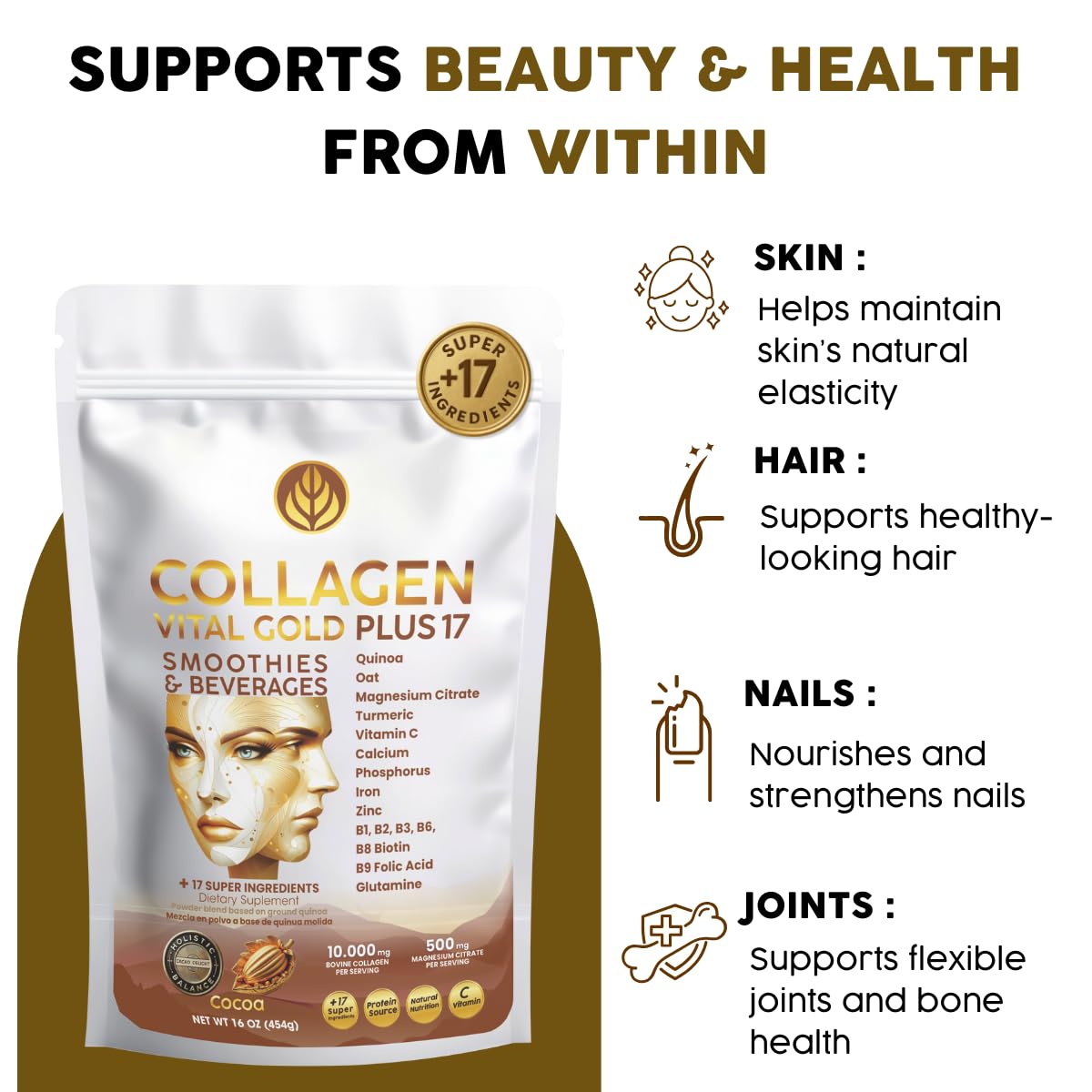 Collagen Peptides Powder Cocoa Flavor 16 oz U790