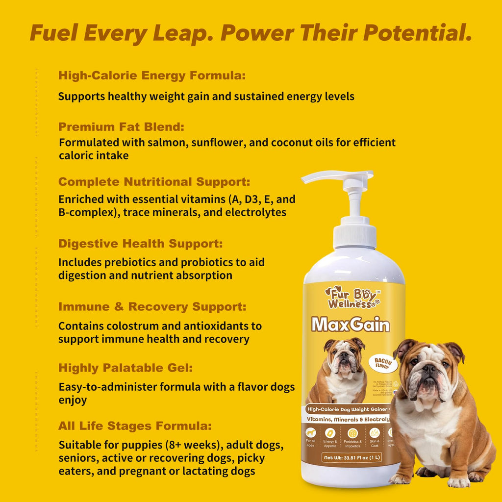 High-Calorie Dog Weight Gainer Gel with Salmon Oil, Probiotics, Vitamins & Electrolytes F100418