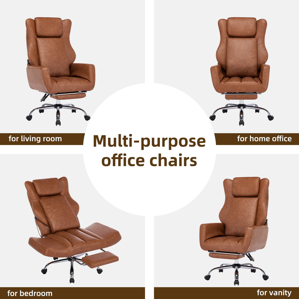 Brown Faux Leather Massage Office Chair L69600