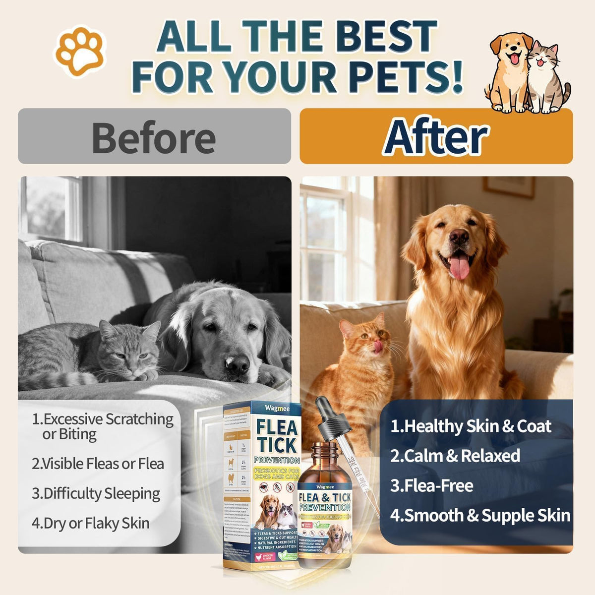 Flea and Tick Prevention for Cats and Dogs Drops T4185