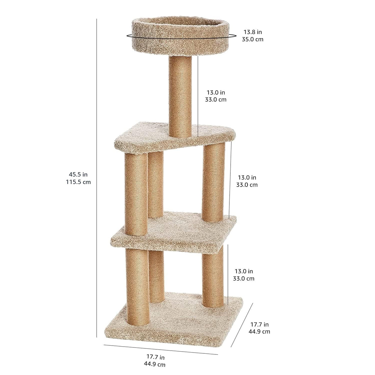 Beige Multi-Level Cat Tree Tower with Scratching Posts E40277