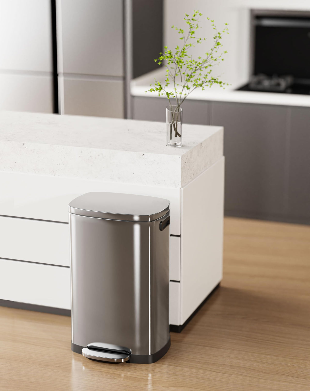13 Gal Stainless Steel Kitchen Trash Can F212549