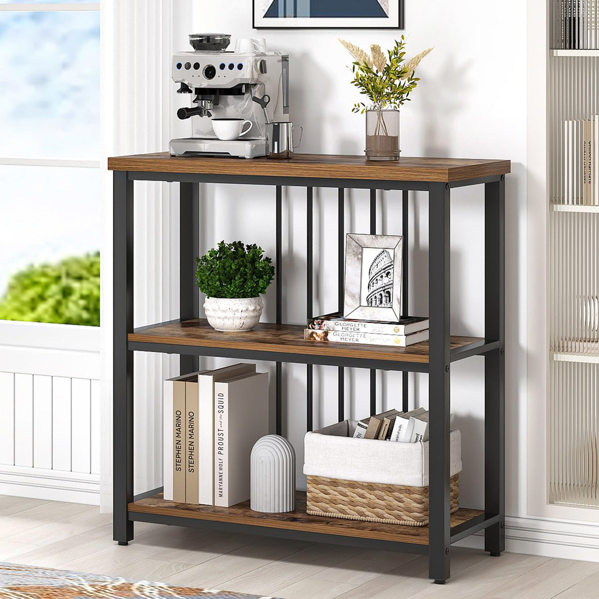 3 Tier Wood and Metal Bookshelf X3734