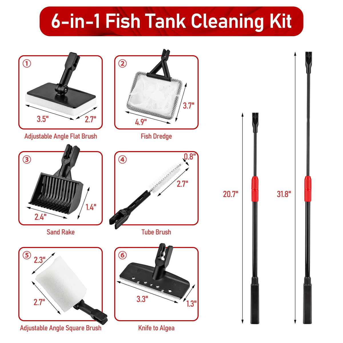 6 in 1 Aquarium Cleaning Tool Algae Scraper M7408