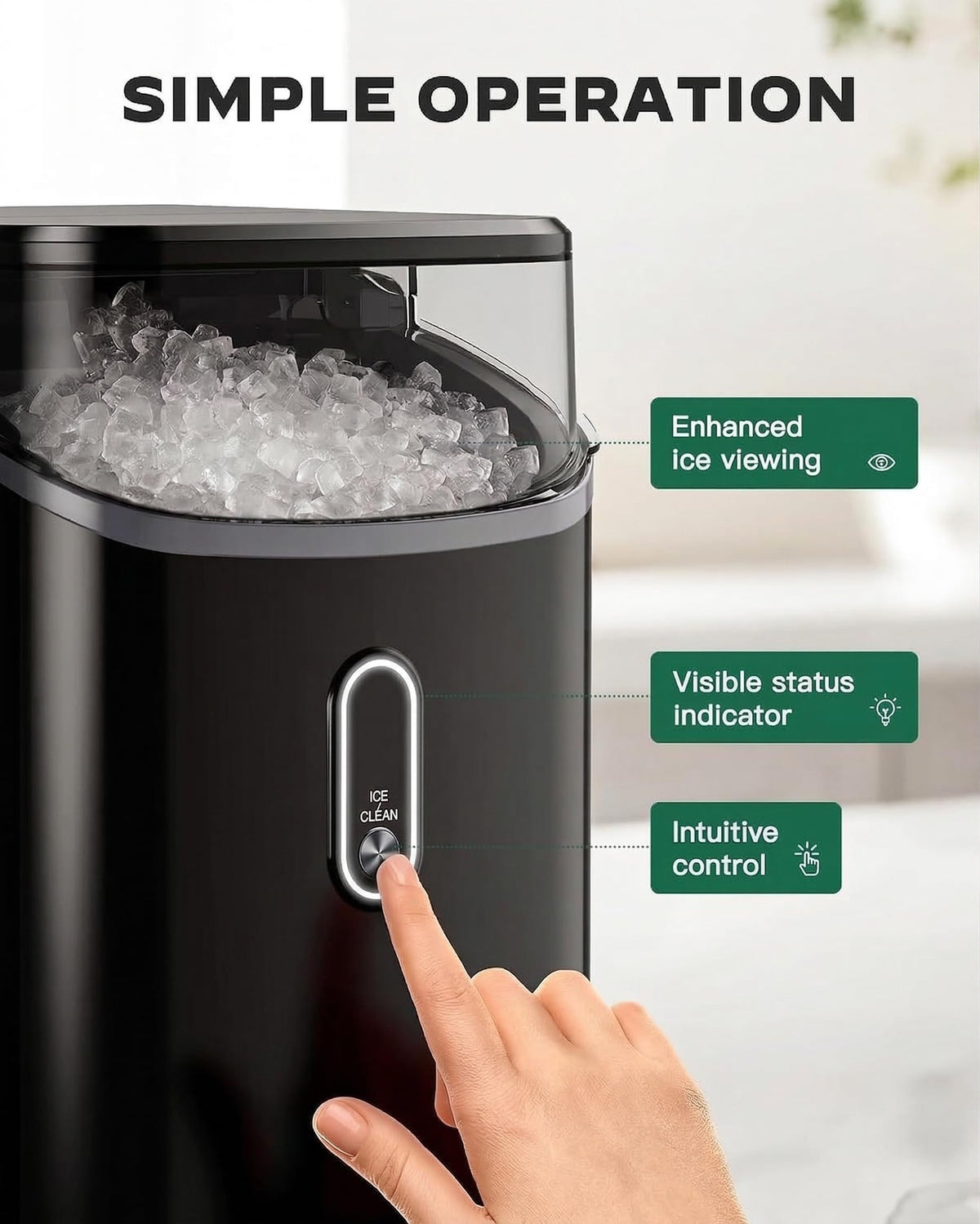Nugget Pebble Ice Maker Countertop with Self-Cleaning R5431