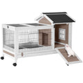 Brown Rabbit Hutch with Wire Floor and Plastic Tray K661