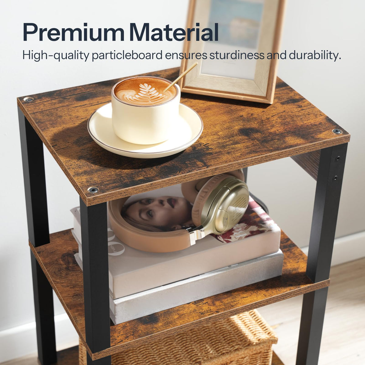 3-Tier Printer Stand with Charging Station and Storage Shelves I7866