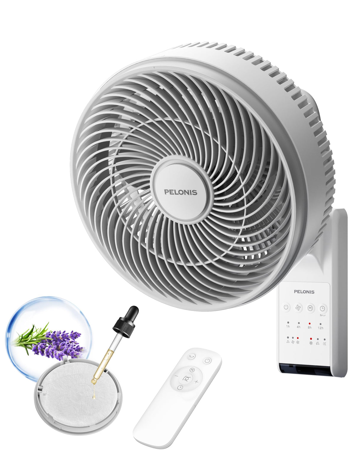 12 inch Indoor Oscillating Wall Mount Fan with Remote, White K88353