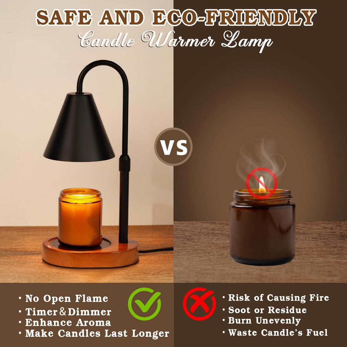 Black Dimmable Candle Warmer Lamp with Timer A728