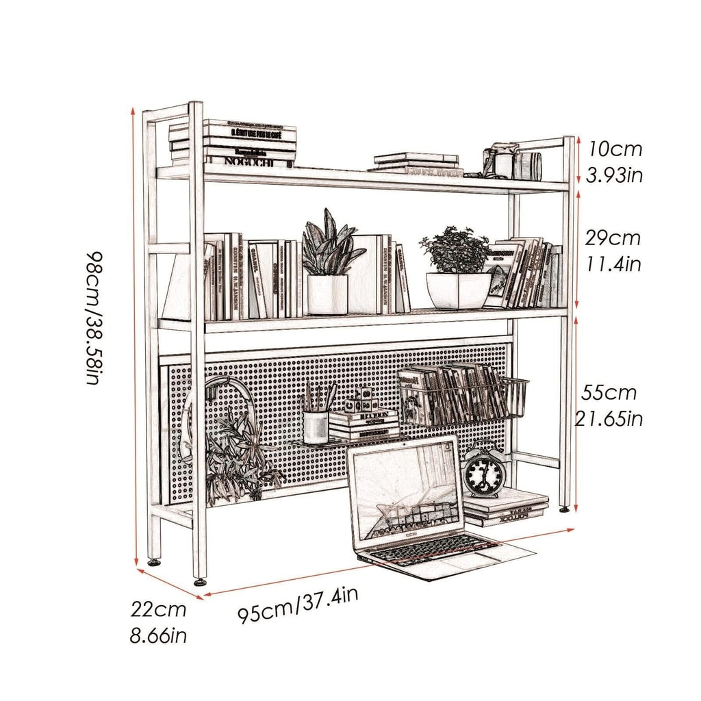 2 Tier White Wood Desktop Bookshelf B5769
