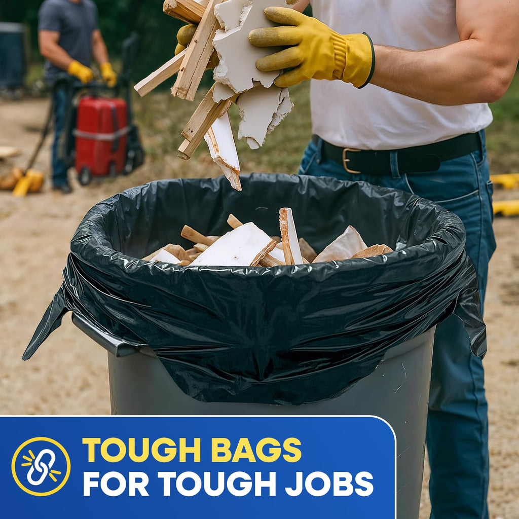 Black 42 Gallon 3 Mil Plastic Contractor Bags Pack of 20 A465