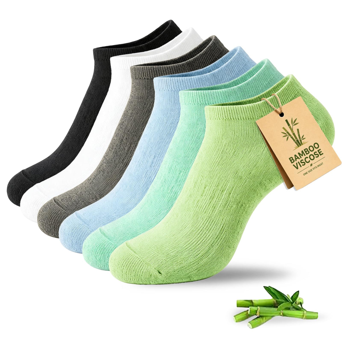 Women's Ankle Socks 6 Pairs Bamboo Viscose Seamless J417953