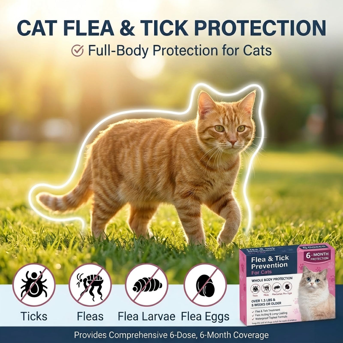 Topical Flea & Tick Cat Dewormer 6 Doses L502600