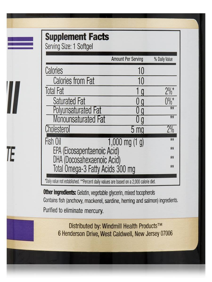 Omega 3 Fish Oil 1,000 mg Softgels, 90 ct D91456