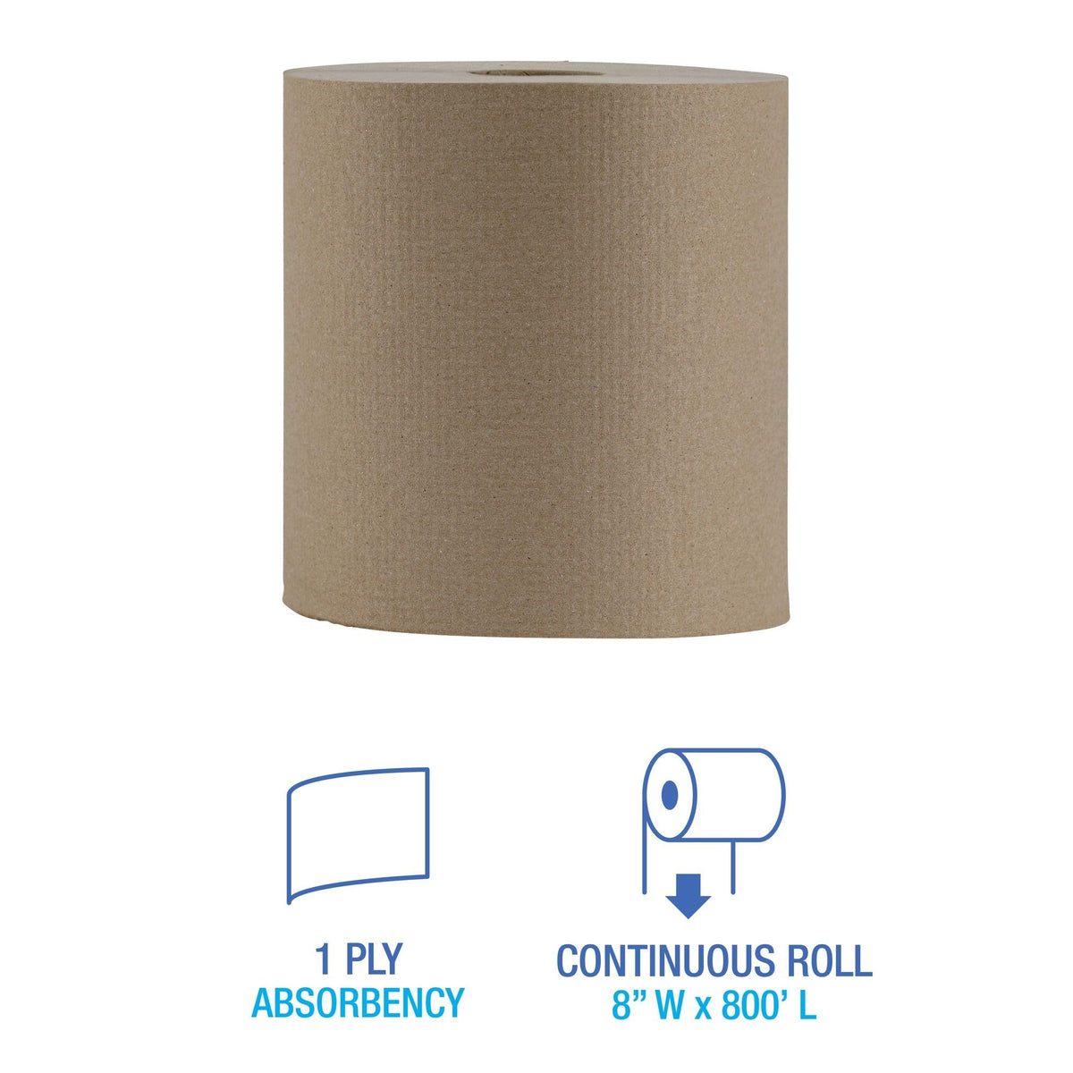 Hardwound Paper Towels, 6 Rolls, 1-Ply, 8" x 800 ft, Natural Z724